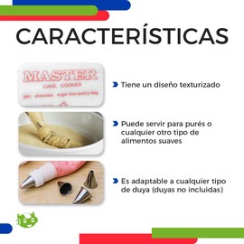 Bolsas para manga pastelera desechables 100 piezas de plástico grado alimenticio para decorar pasteles cupcakes y repostería compatibles con cualquier duya textura antiderrapante (Grande)