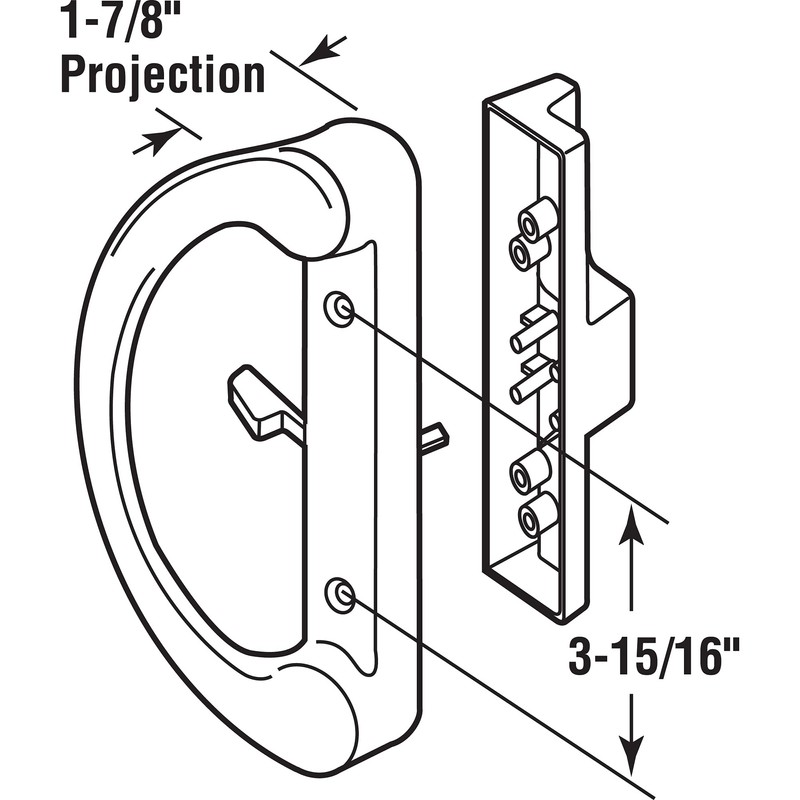 Prime-Line MP1225 Mortise Style Sliding Patio Door Handle Set -