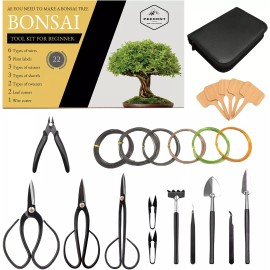 PEEORNT Bonsai Tree Tools Kit - 22 Pcs Bonsai Care Kit for Beginner, Bonsai Pruning Kit