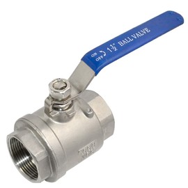 Megairon 316 Stainless Steel 1/8"~3" Full Port Ball Valve with Blue Vinyl Handle, NPT Female x Female Thread,1000 WOG (1.5"(1PC))