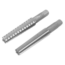 Candeon MT2 Reamer, 2 Pieces Fine/Coarse Reamer Set, Cylinder Shank, Hand Reamer, HSS Morse Taper Reamer, Tapered Machines, Reamer Taper Cutter for Drilling Processing, 1.5 x 12.5 cm