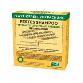 Garnier True Treasures Solid Shampoo, Honey Treasures with Beeswax, Repairs Damaged, Brittle Hair, Biodegradable Formula, Vegan, Pack of 1