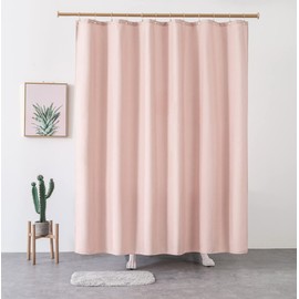 YEVDA Top Linen Fabric Shower Curtain 240 x 200 cm Waterproof Anti-Mould for Bathroom Pink 180 x 200 cm