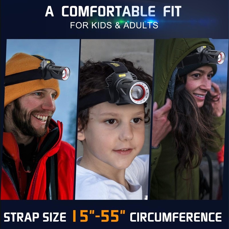 Aikertec Headlamp Rechargeable, Super Bright Headlamp for Adults with Motion