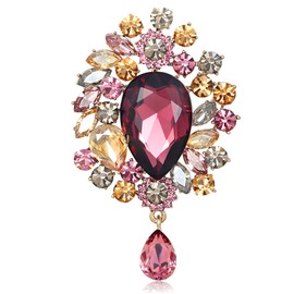 One Piece Beautiful Created Crystal Brooch Elegant Drop Flower Brooch Shiny Flower Wedding Alloy Brooch for Women Brooch Pins Pendant Jewellery