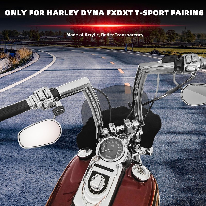 FATECIM 13" Smoke Windscreen Windshield for Harley Dyna FXDXT T-Sport