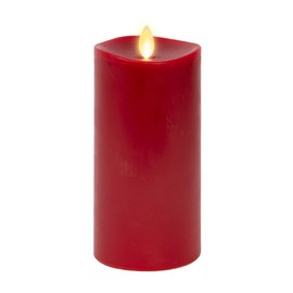 Luminara Flameless LED Candle, Moving Flame Pillar, Melted Edge, Real Wax, Remote Ready, Battery Operated, Unscented - Burgundy (6.5-inch)