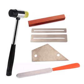 RuiJOTWAT Guitar Tool Kit, Guitar Fret Crowning File, Double Guitar Bass Fret Wire Hammer, Stainless Steel Fret Rocker, 2 Pcs Fingerboar