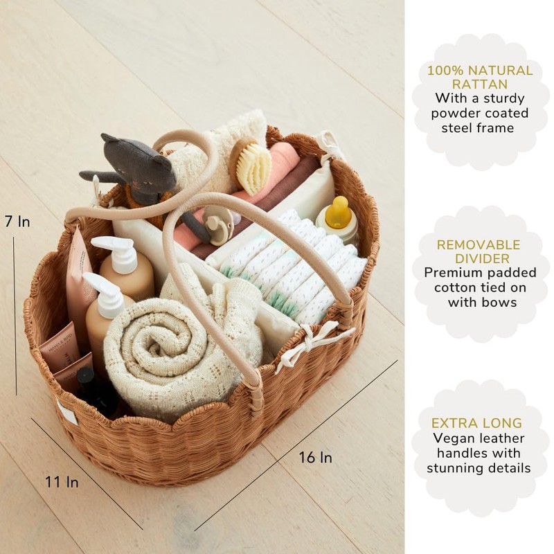 BEBE BASK Premium Baby Diaper Caddy Organizer - Handmade &