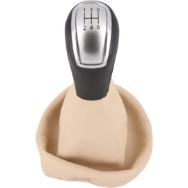 Recambo Gear Knob + Gear Stick Cover Set 5 Gears Suitable for Mercedes A-Class, Type W168, 1997-2004, Plug & Play, Car Gear Lever Shift Gaiter, Beige