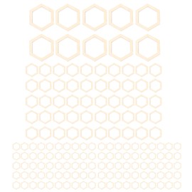 205Pcs Hexagonal Wooden Cutouts 5 Sizes Light Durable Odourless Blank Wood Pieces for Decoration DIY Craft
