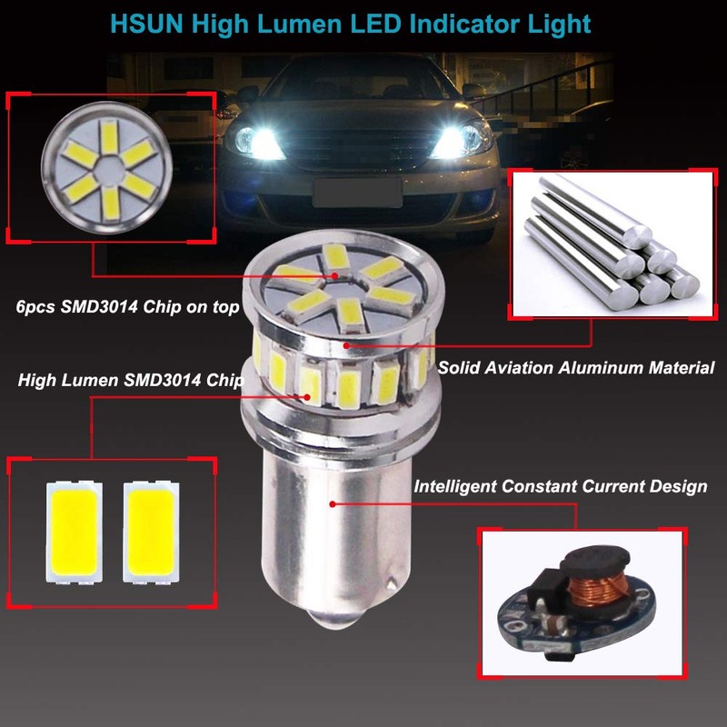 HSUN BAY9S H21W LED Bulbs,High Power 20LED SMD3014 Chip 880LM