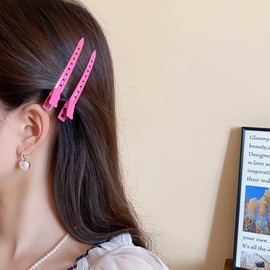 Allereya Metal Hair Clips, Pink Hair Clip, Duckbill Hair Clips, Long Side Clip, Barrette, Metal Alligator Curl Clips, Simple Hair Clip, Decorative Hair Accessories for Women