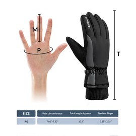 DOFOWORK Ski Gloves - Winter Gloves Waterproof Breathable Snowboard Gloves for Cold Weather, Snow Gloves for Men/Women - Black