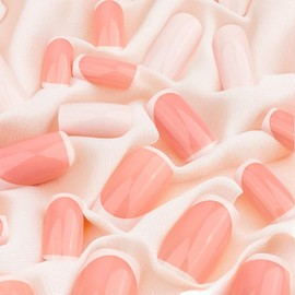 24 Pcs White French Tip Press on Nails Medium Length, Coffin Acrylic Nails for Women Girls Stick on Nails