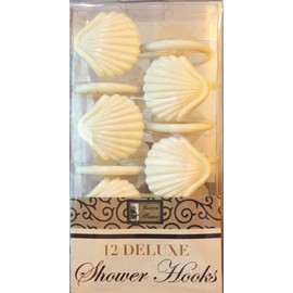 Better Home 12 Sea Shell Deluxe Shower Hooks S Shaped Fun Design Curtain Rings (Beige)