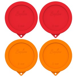 Sophico 2 Cup Round Silicone Storage Cover Lids Replacement for Anchor Hocking and Pyrex 7200-PC Glass Bowls (Container not Included) | Red-Orange | 4 Pack