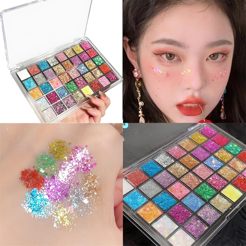 Glitter Eyeshadow Palette 40 Colours, Colourful Shimmer Palette for Women