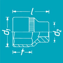 HAZET Hex Socket 900-32 | 12.5mm Square Drive, 32mm Flat Width, with Knurling | Chrome Plated and Polished Surface Socket for Manual Operation