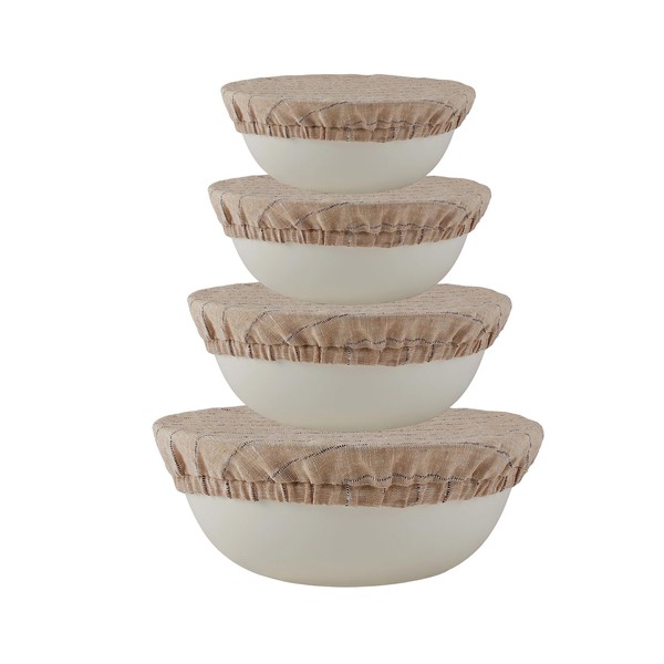 INYOWAKI 100% Pure Linen Bowl Covers For Bread Proofing, 4
