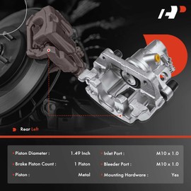 A-Premium Disc Brake Caliper Assembly with Bracket Compatible with Select Ford Models - EcoSport 2018-2020, Focus 2012-2018 - Rear Left Driver Side