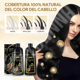 Kaisasa® Shampoo Con Tinte Cubre Canas Natural Jengibre 500ml-Negro