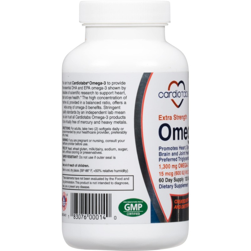 Omega-3 Extra Strength + Vitamin D3, Triglyceride Form, 1300 mg
