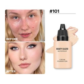 Full Coverage Foundation - Waterproof Cream Face Foundation - Long Lasting Foundation - Buildable Medium Coverage - Natural Flawless Oil-Controlling Leightweight Feel (101 Fair)