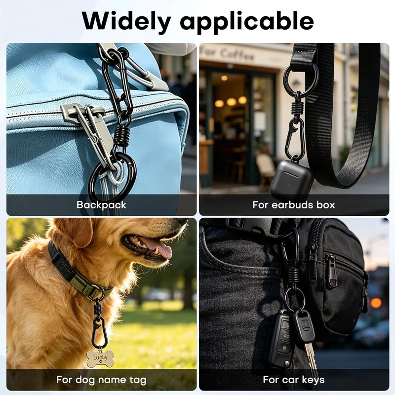 10-Pack Zipper Clips Anti Theft, Double Opening Spring Carabiner Locks