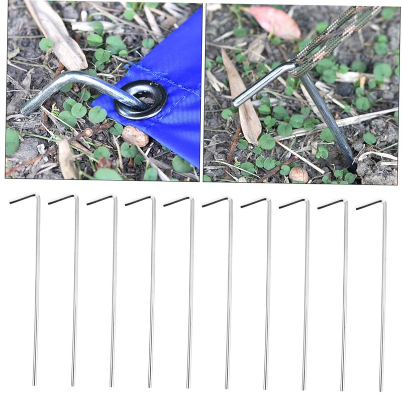 KOMBIUDA 20pcs Heavy Duty Iron Tent Stakes for Camping Awnings