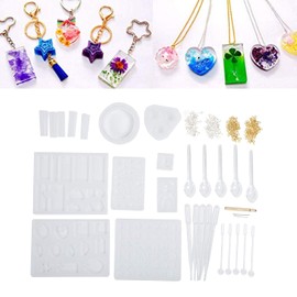 Kits De Resina Para Principiantes Con Moldes, Moldes De Silicona De Bricolaje Para hacer llaveros u otros colgantes, Juego De Moldes De Epoxi Kit De Fabricación (277 Piezas)