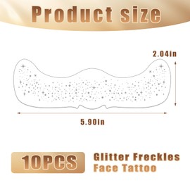 10 Stück Glitzer Sommersprossen, Goldene Temporäre Gesichtstattoos, Körper Glitzer für Frauen und Mädchen, Konzerte, Festival- und Rave-Zubehör (Silber)