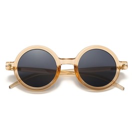 LJCZKA Retro Oversized Round Sunglasses for Mens Womens, Vintage Round Sunglasses Trendy Shades Unisex UV400 Protection