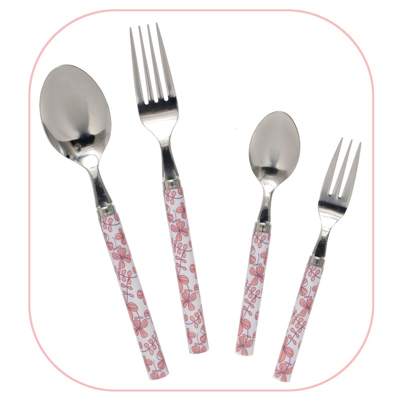Kawai 080802 Scandinavian Cutlery Series Dessert Spoon Clover Pink