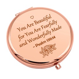 Inspirational Christian Gifts Verse Religious Gifts for Girls Sister Friends Encouragement Baptism Gifts Compact Makeup Mirror for Her Motivational Gift Folding Makeup Mirror