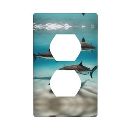 Duplex Socket Decorative Wall Plate Electrical Receptacle Light Switch Cover Art Faceplate Switchplate for Home Decor 4.5 X 2.76 in Fish in The deep sea Prints