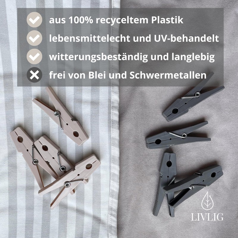 LIVLIG Clothes Pegs Set, 24 Pegs, Large Clothes Pegs, Clips,