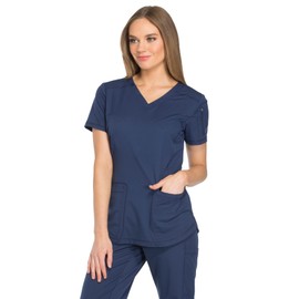 Dickies Dynamix DK730 - playera quirúrgica con cuello en V inspirada en el atletismo con elástico en cuatro direcciones y absorbe la humedad, marino, S