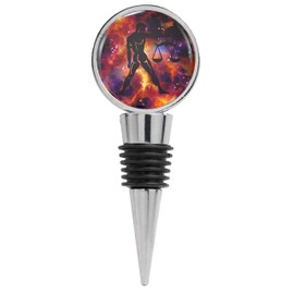 Libra Scales Zodiac Illustration with Stars Wine Stopper