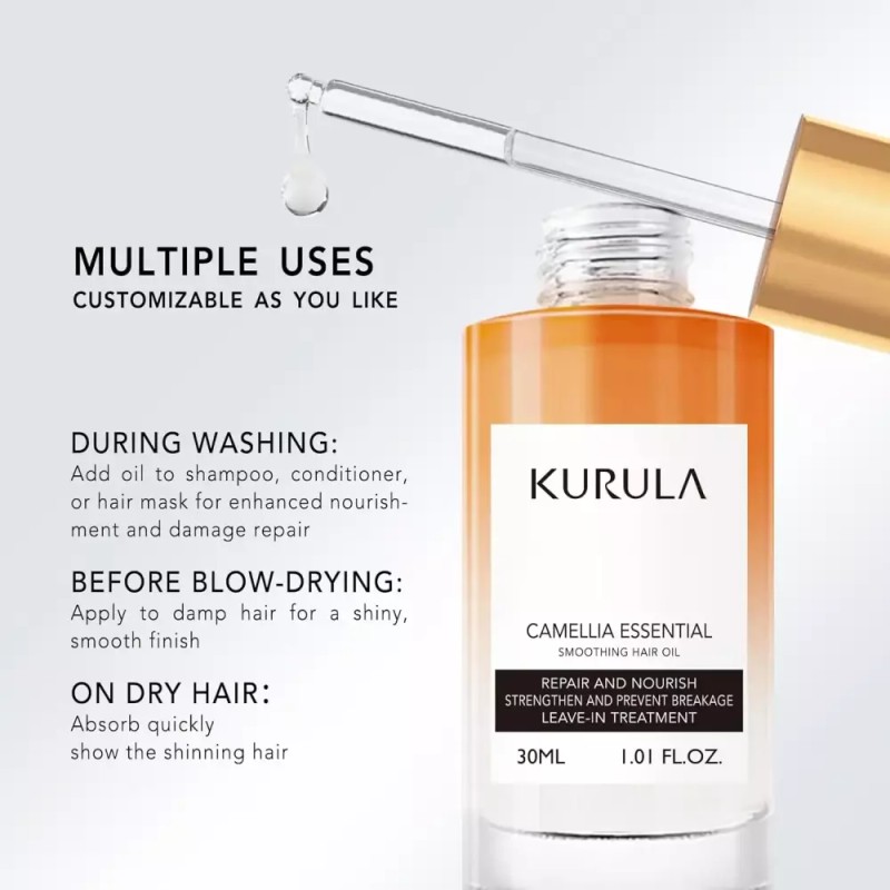 Kurula 쿠룰라 헤어 오일 카멜리아 하이드레이팅 세럼 - 건조하고 손상된