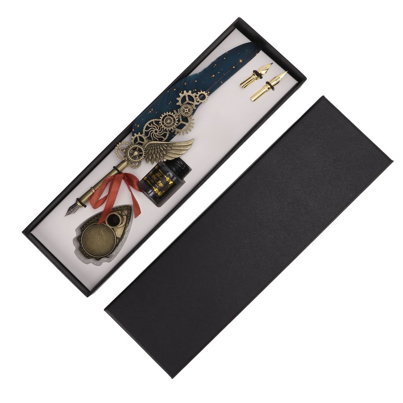 Quill Pen and Ink Set Vintage Style Glossy Writting Stainless