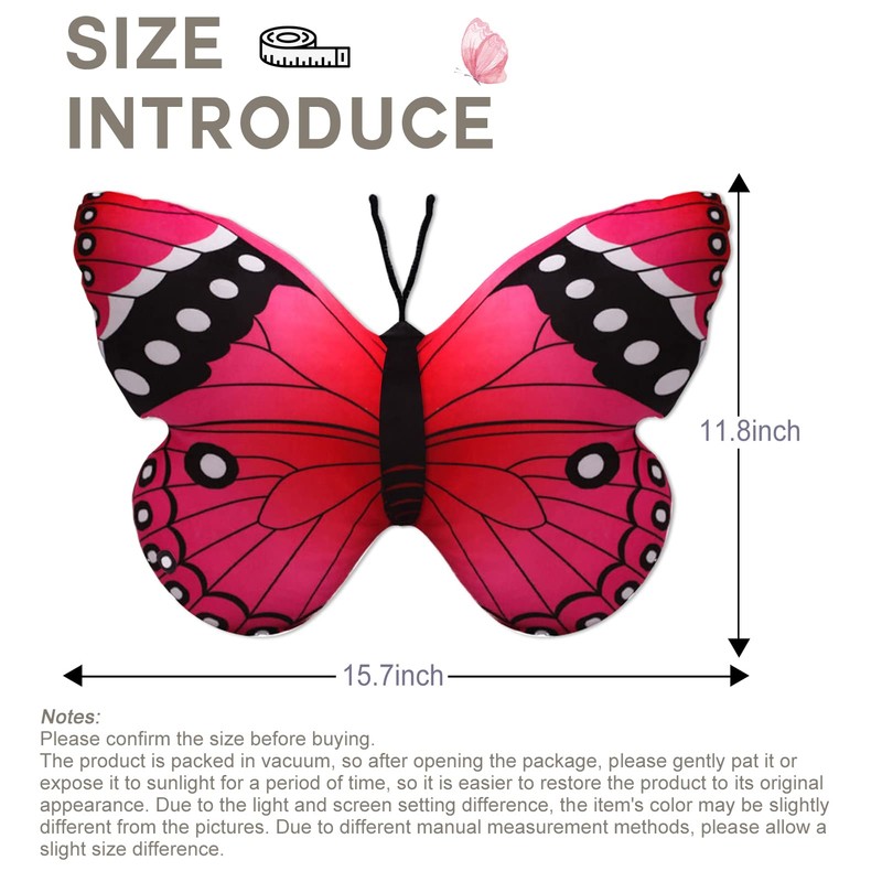 CHELEI2019 15.7" Butterfly Pillow Pink Butterfly Stuffed Animal Plush Toy