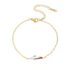 Generic Palestine bracelet, 14K Gold Palestine country shape bracelet, Adjustable Braided Chain Bracelet for Women Men Symbolizing Freedom, Palestine Jewelry Gifts for Women Men (Gold solid)