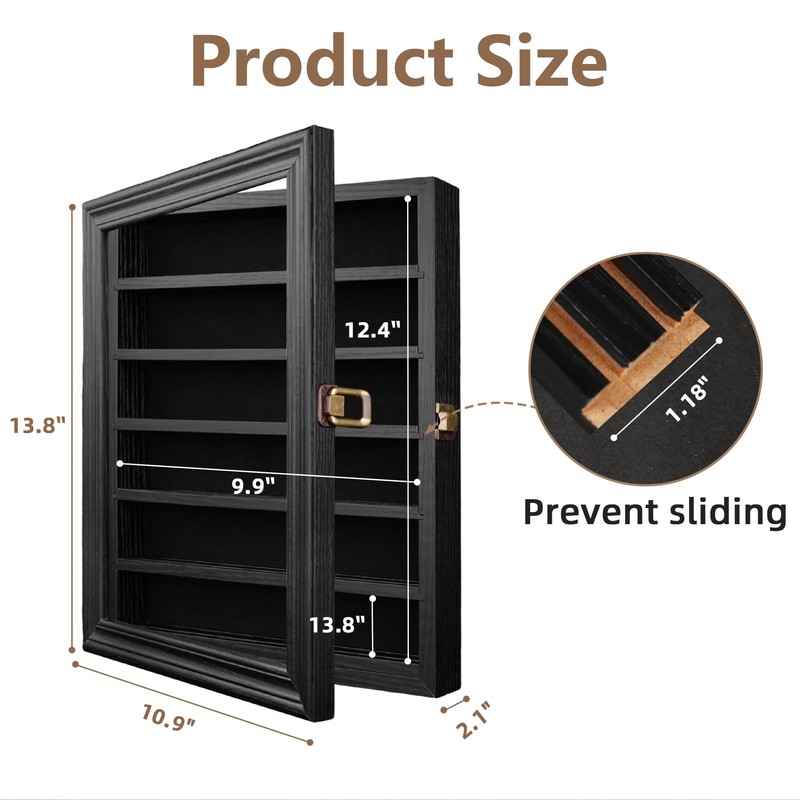 ASmileIndeep Pocket Knife Display Case, 6 Rows Knives Box Cabinet