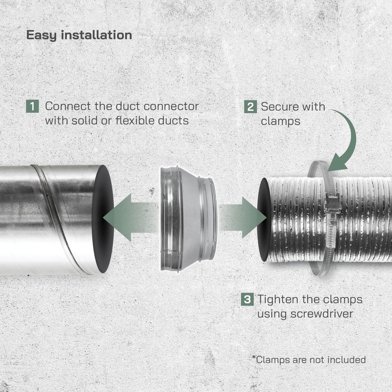 Vent Systems 12" Inch to 10" Inch Duct Reducer Adapter