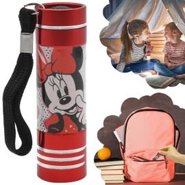 HOVUK Minnie Mouse LED Torch 8.7cm| Kids Red Night Light Torch LED Super Bright for Xmas, Birthday Gifts– Aluminium Flashlight Toy Gift for Kids 3+Y