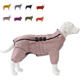 Lovelonglong Warm Double Layers Vest, 12 Legs Covered Windproof Waterproof Reflective Dog Costume for Small Medium Large Dogs - Outdoor Skating - Lotus Pink 4XL