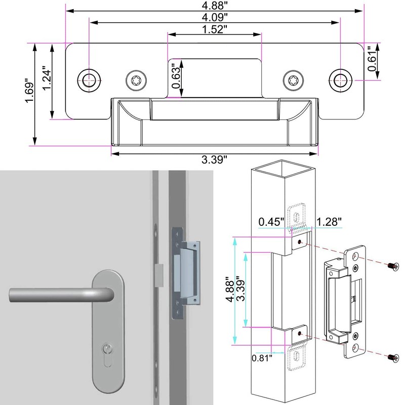 UHPPOTE ANSI Standard Heavy Duty Stainless Steel Finish Electric Strike