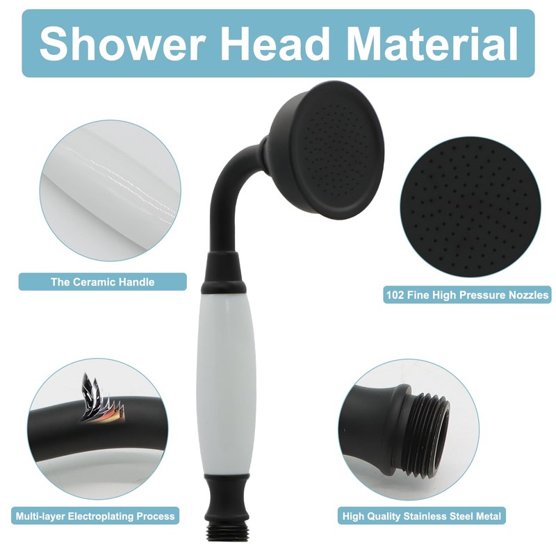 HOMEDEC Vintage Handheld Shower Head with 59inch Flexible Hose High-Pressure