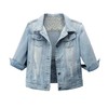Hixiaohe Women Autumn 3/4 Sleeve Retro Short Denim Jackets Light